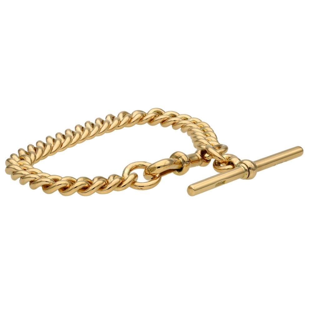 Ladies 9ct Rose Gold 7" Albert Bracelet - 34.2g