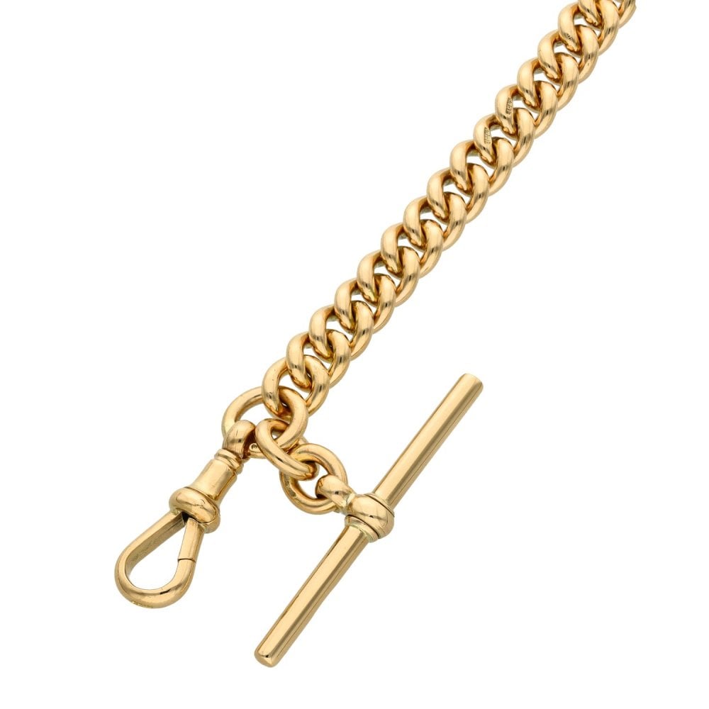 Ladies 9ct Rose Gold 7" Albert Bracelet - 34.2g