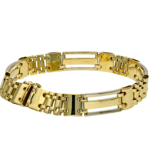 Ladies 18ct Yellow Gold Brick & Bar Bracelet - 26.6g
