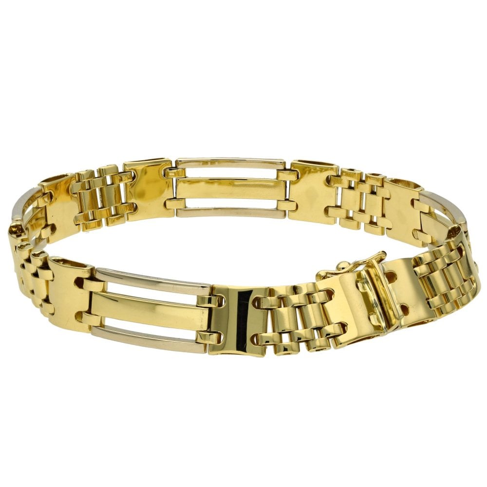 Ladies 18ct Yellow Gold Brick & Bar Bracelet - 26.6g
