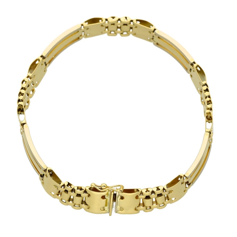 Ladies 18ct Yellow Gold Brick & Bar Bracelet - 26.6g
