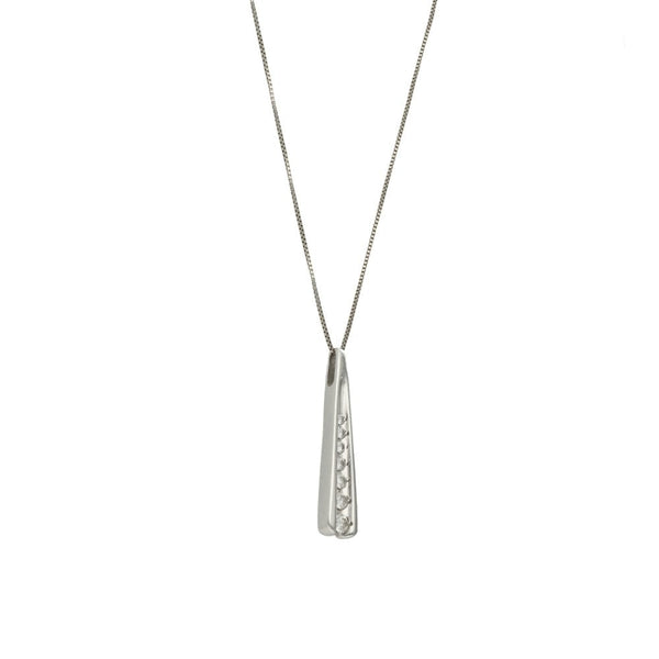 Ladies 18ct White Gold Diamond Pendant & Necklace - 18" - 0.25ct