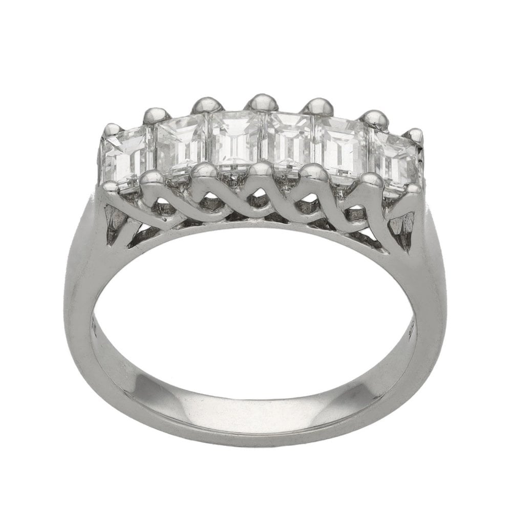 Ladies 18ct White Gold Diamond Half Eternity Ring - 1.15ct