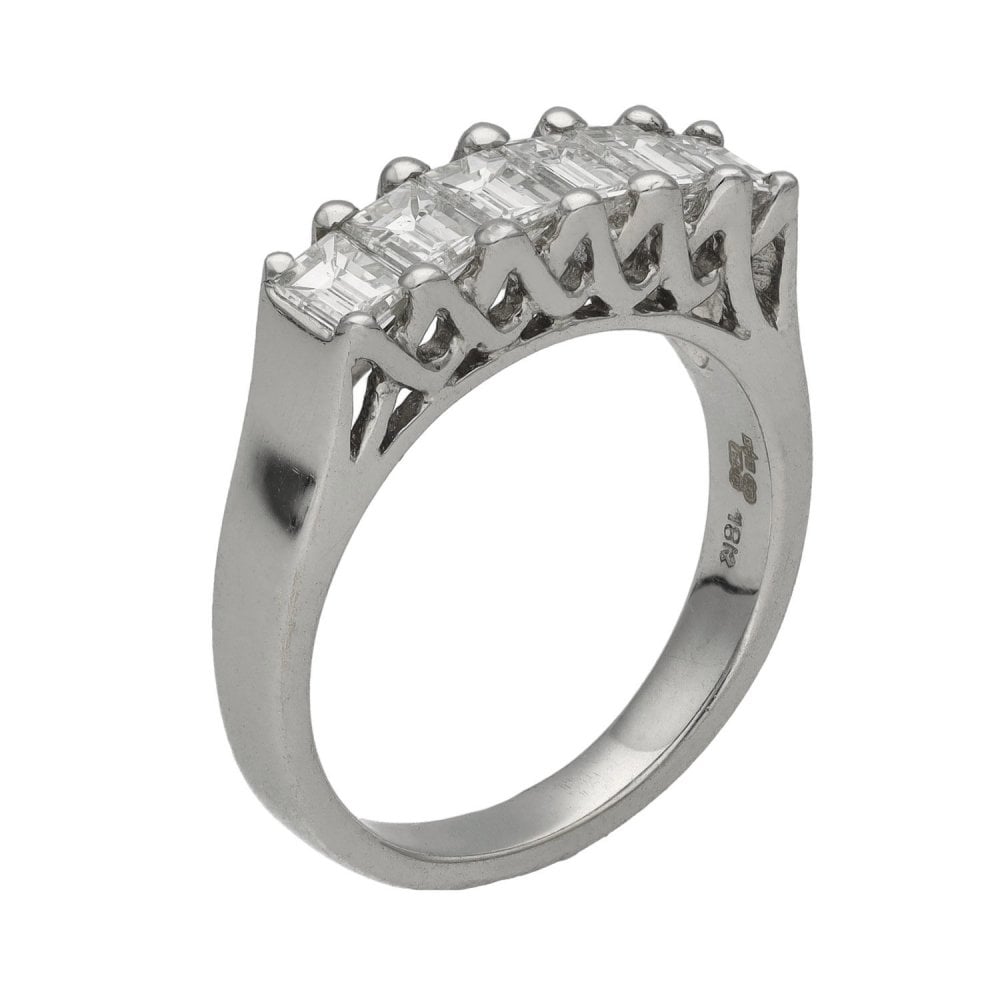 Ladies 18ct White Gold Diamond Half Eternity Ring - 1.15ct