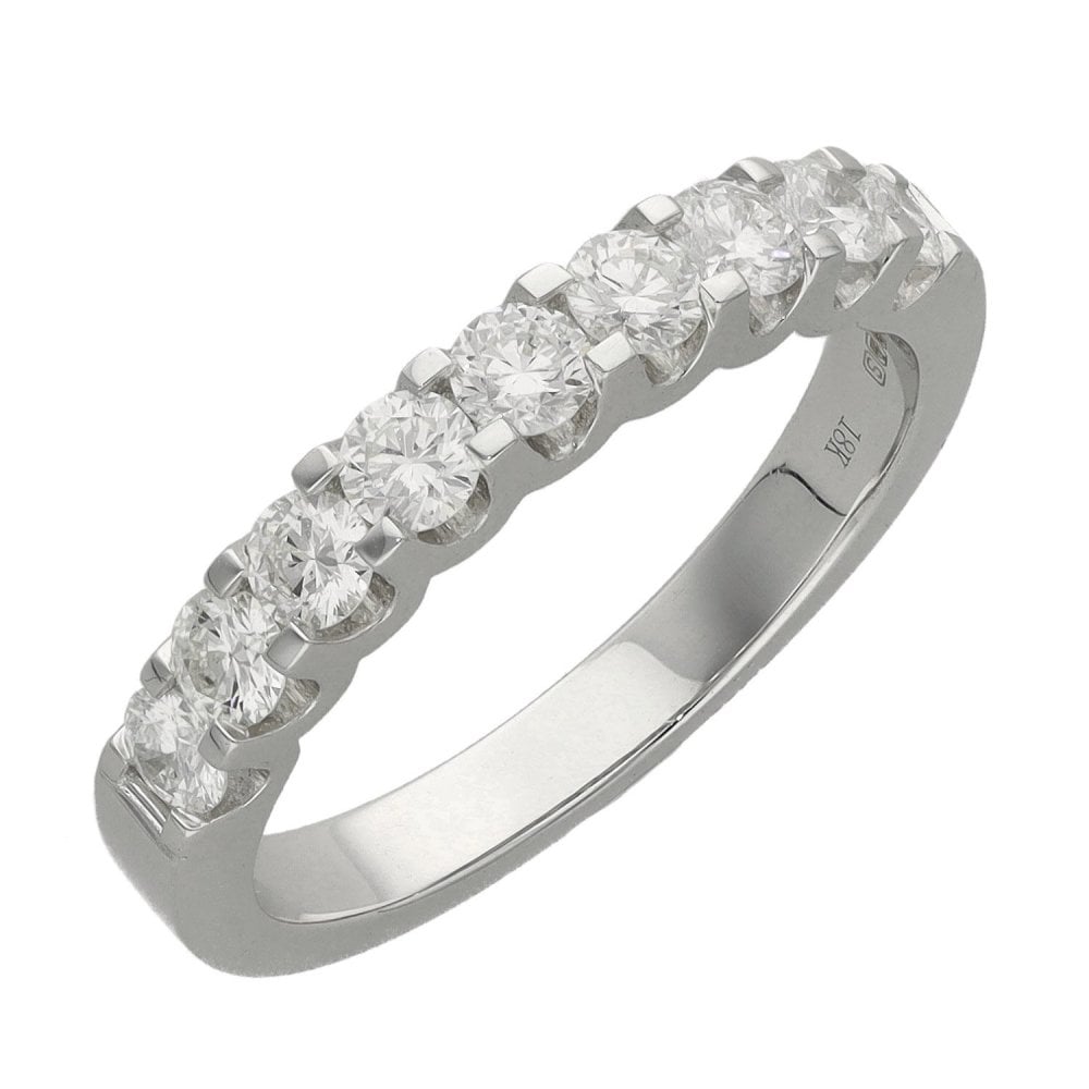 Ladies 18ct White Gold Diamond Half Eternity Ring - 0.80ct
