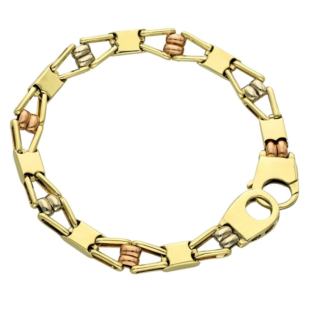 Ladies 9ct Multi-Tone Gold Fancy Bracelet - 7.5"