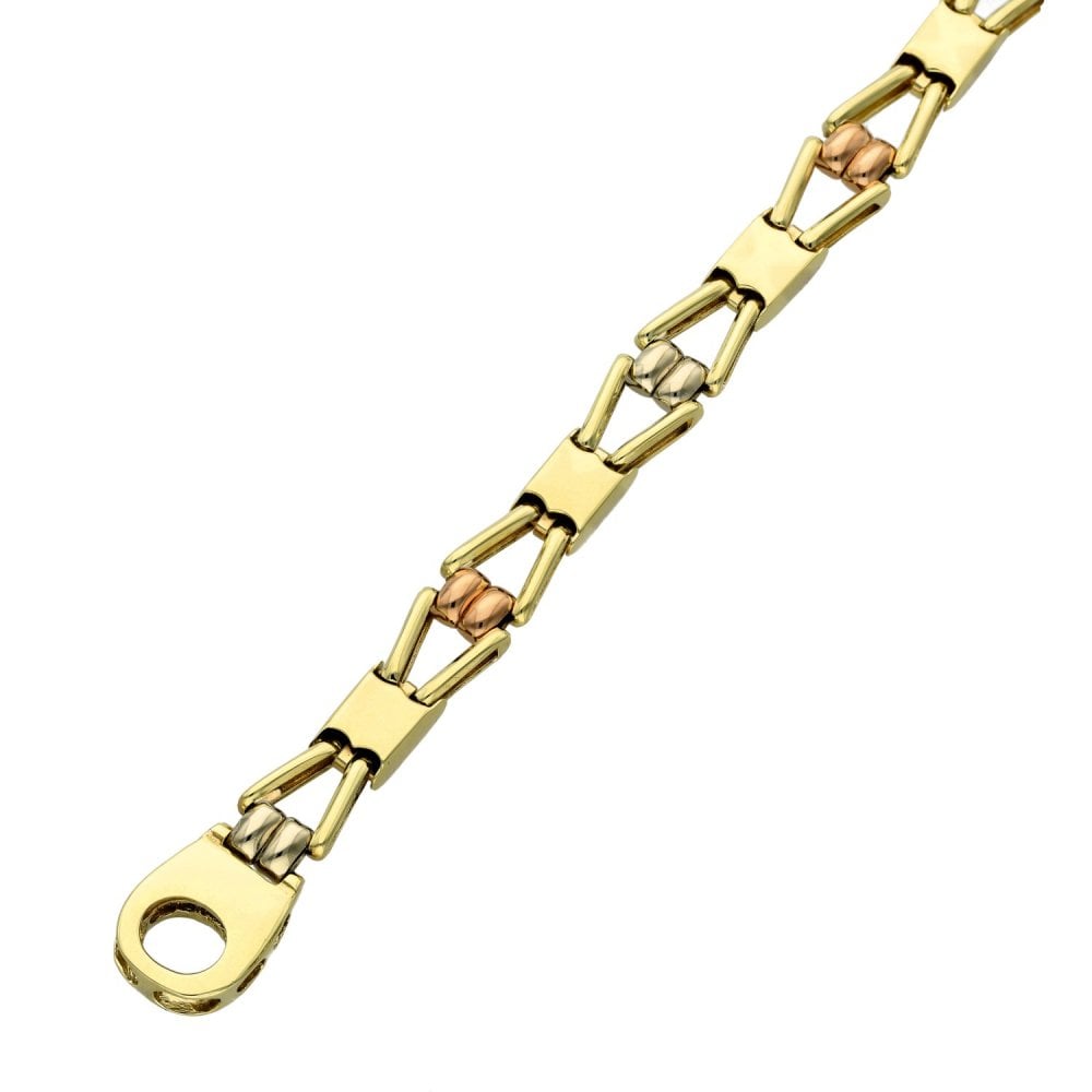 Ladies 9ct Multi-Tone Gold Fancy Bracelet - 7.5"