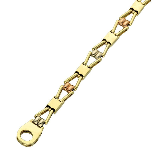 Ladies 9ct Multi-Tone Gold Fancy Bracelet - 7.5"
