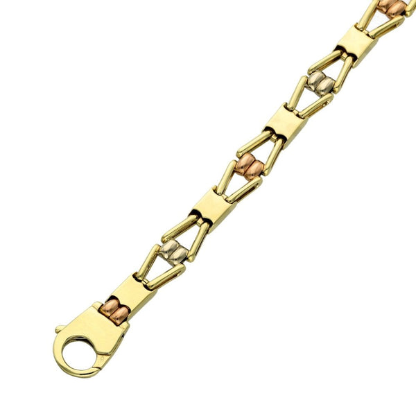 Ladies 9ct Multi-Tone Gold Fancy Bracelet - 7.5"