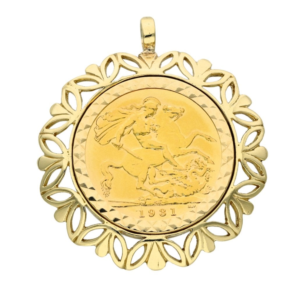 1931 Yellow Gold Full Sovereign Coin Pendant - 13.3g