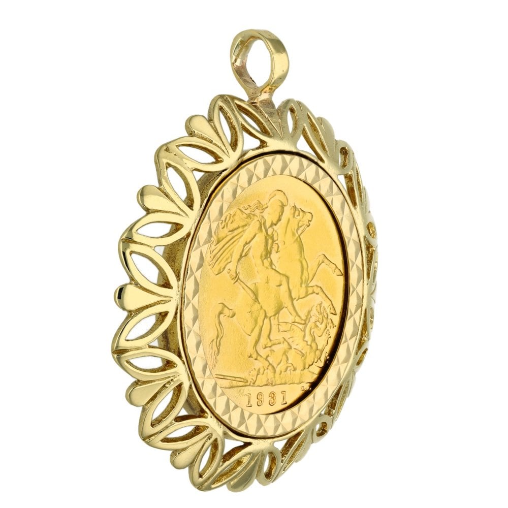 1931 Yellow Gold Full Sovereign Coin Pendant - 13.3g