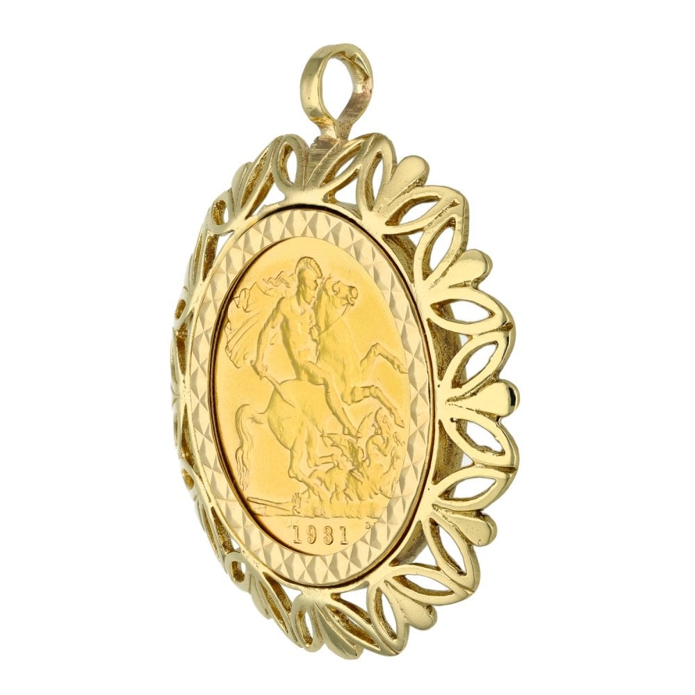 1931 Yellow Gold Full Sovereign Coin Pendant - 13.3g
