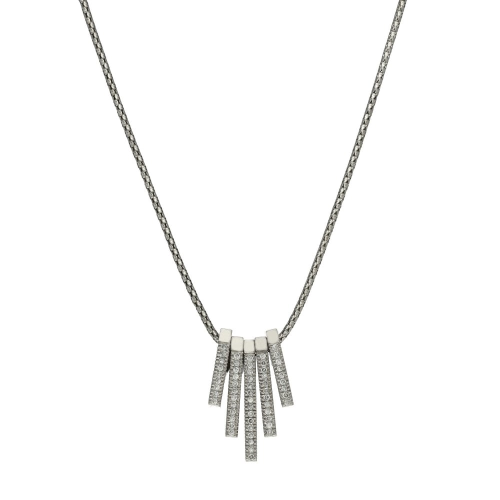 9ct White Gold Diamond Pendant & Necklace - 18" - 0.57ct