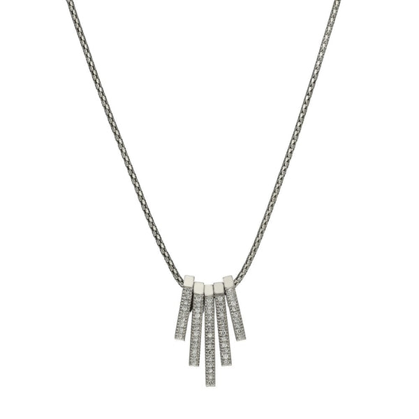 9ct White Gold Diamond Pendant & Necklace - 18" - 0.57ct