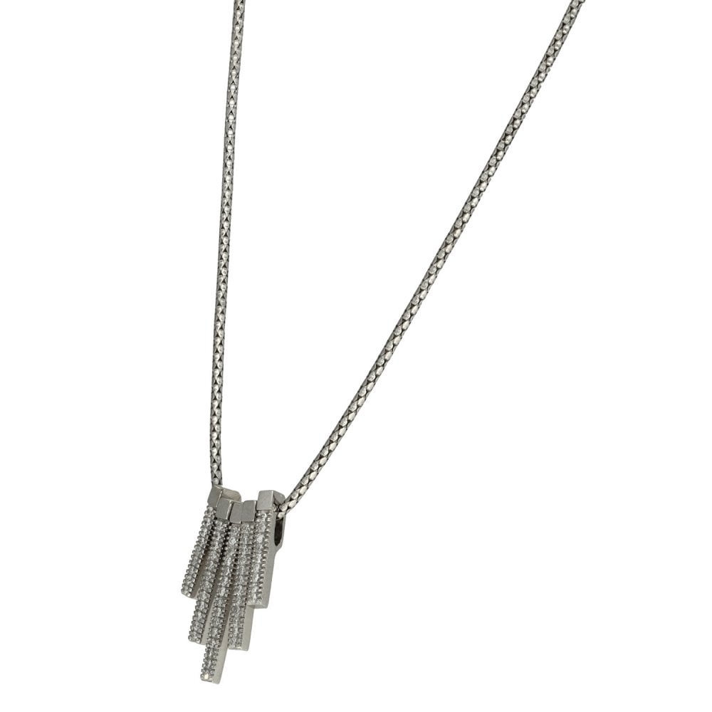 9ct White Gold Diamond Pendant & Necklace - 18" - 0.57ct
