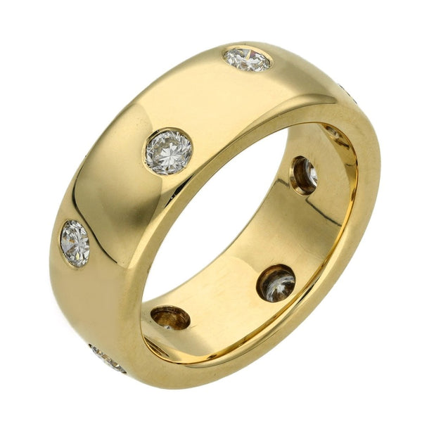 Gents 9ct Yellow Gold Diamond Set Band - Size R - 1.00ct