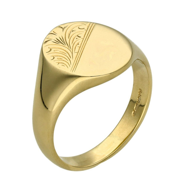 Gents 9ct Yellow Gold Signet Ring - Size R½