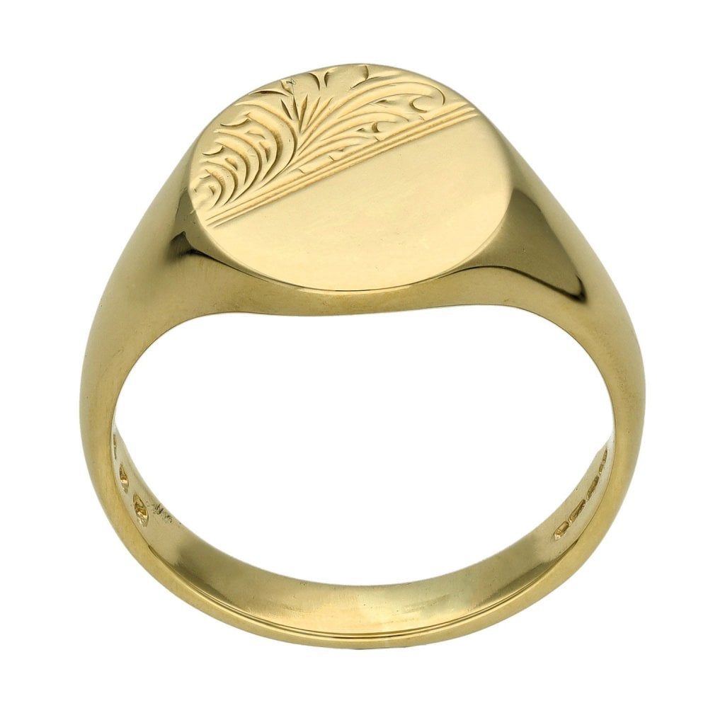 Gents 9ct Yellow Gold Signet Ring - Size R½
