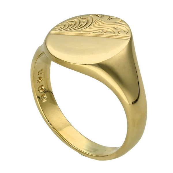 Gents 9ct Yellow Gold Signet Ring - Size R½