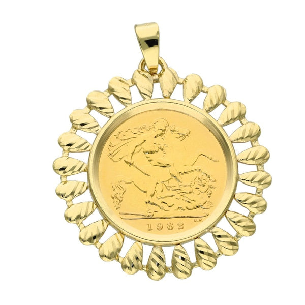 1982 Yellow Gold Half Sovereign Coin Pendant - 6.5g