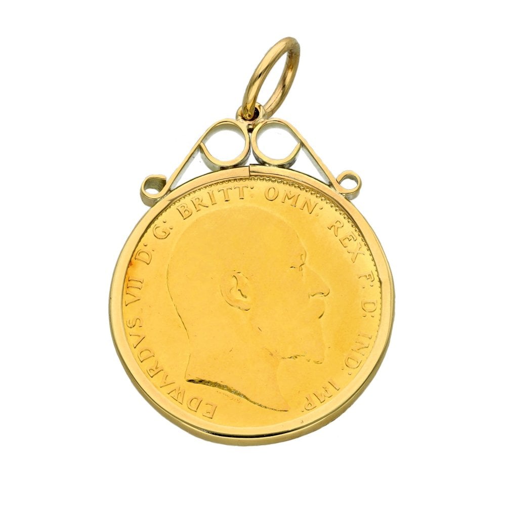 1905 Yellow Gold Full Sovereign Coin Pendant - 9.1g