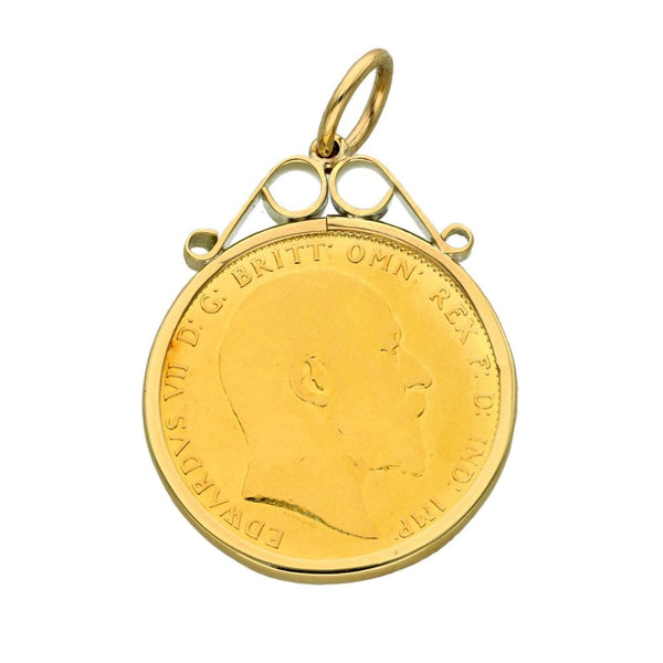 1905 Yellow Gold Full Sovereign Coin Pendant - 9.1g