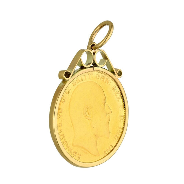 1905 Yellow Gold Full Sovereign Coin Pendant - 9.1g
