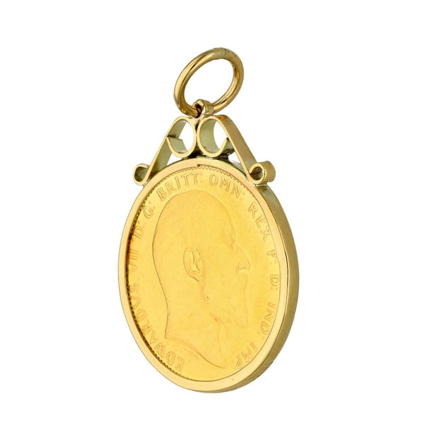 1905 Yellow Gold Full Sovereign Coin Pendant - 9.1g