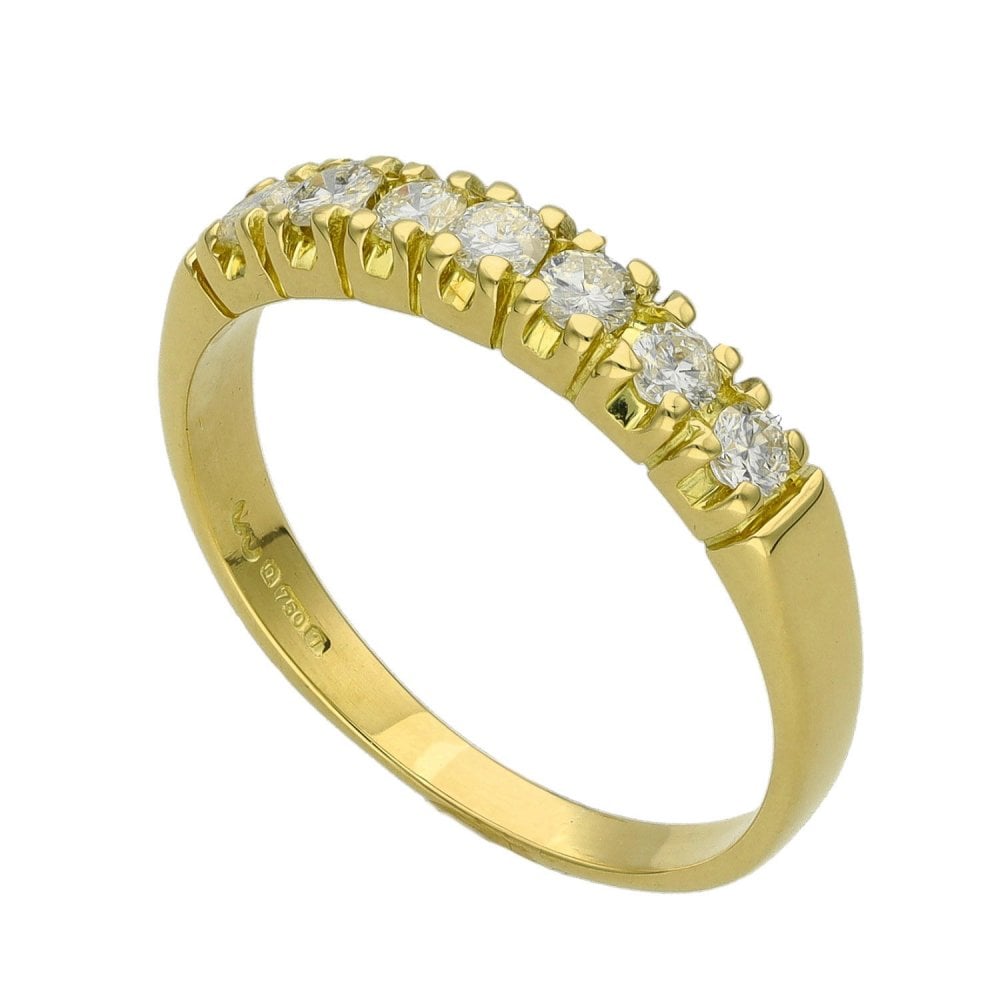 Ladies 18ct Yellow Gold Half Eternity Diamond Set Ring - 0.30ct