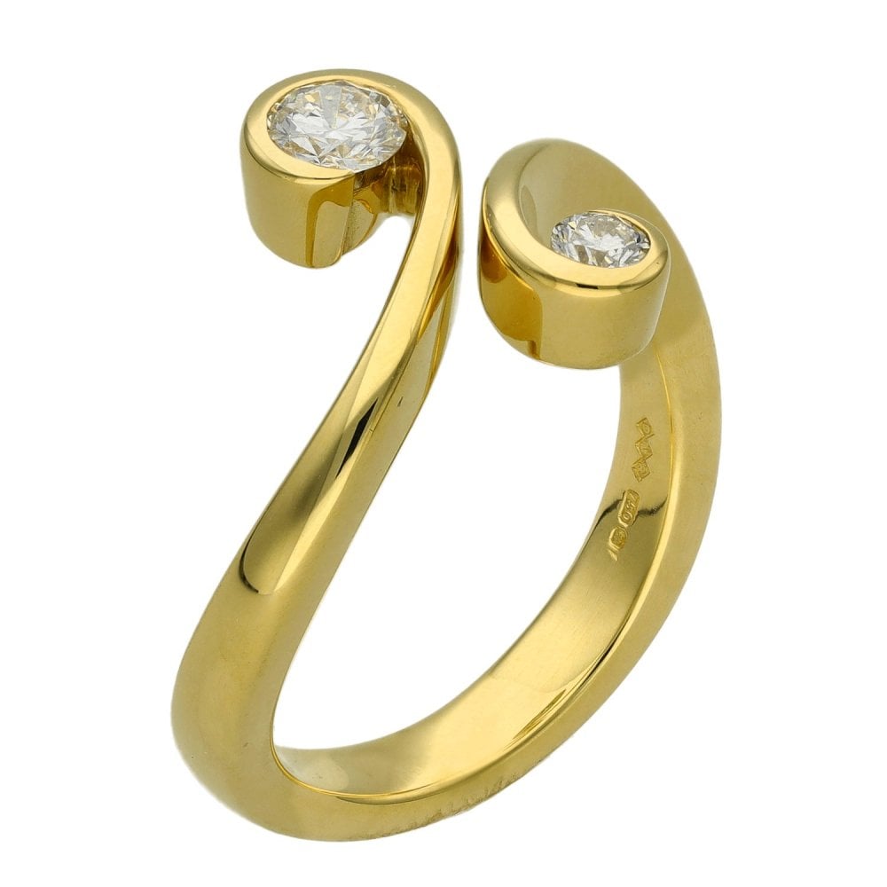 Ladies 18ct Yellow Gold 0.38ct Diamond Twist Ring - Size L
