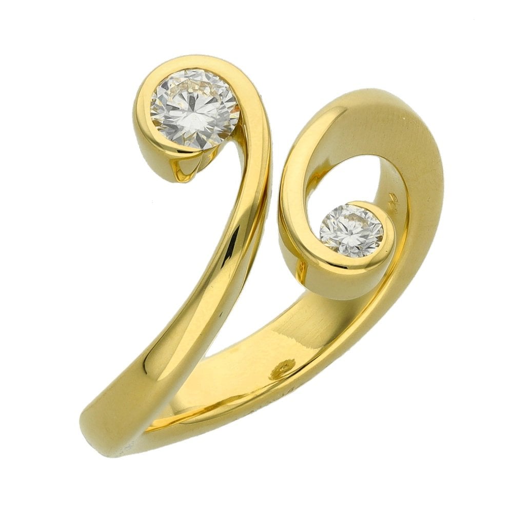 Ladies 18ct Yellow Gold 0.38ct Diamond Twist Ring - Size L