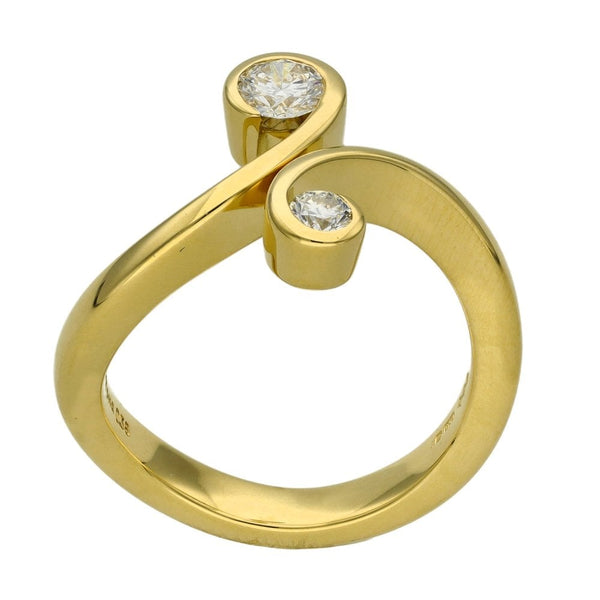 Ladies 18ct Yellow Gold 0.38ct Diamond Twist Ring - Size L