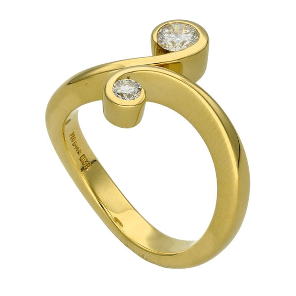Ladies 18ct Yellow Gold 0.38ct Diamond Twist Ring - Size L