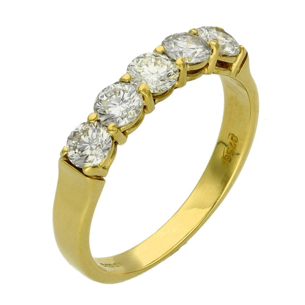 Ladies 18ct Yellow Gold Five Stone Diamond Ring - 1.35ct