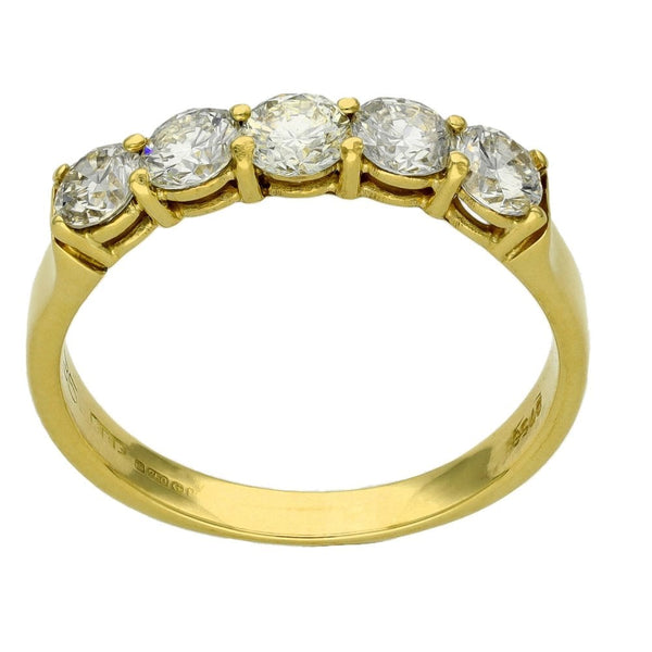 Ladies 18ct Yellow Gold Five Stone Diamond Ring - 1.35ct