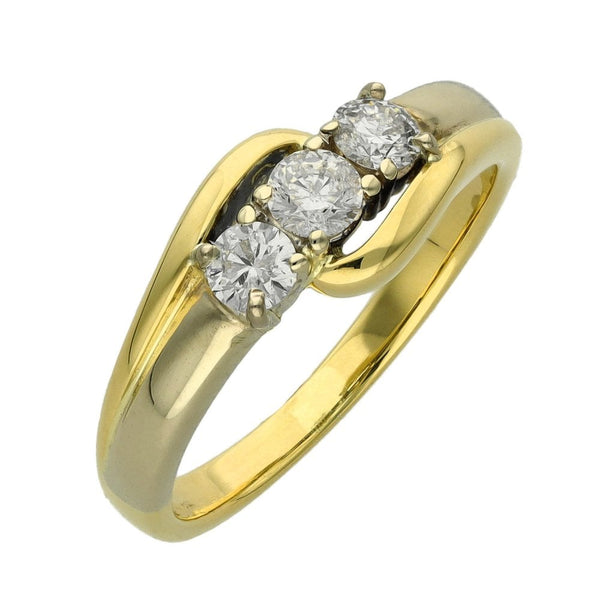 18ct Yellow Gold Trilogy Ring - Size P - 0.50ct