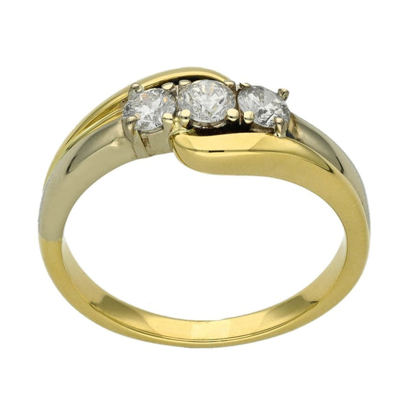 18ct Yellow Gold Trilogy Ring - Size P - 0.50ct