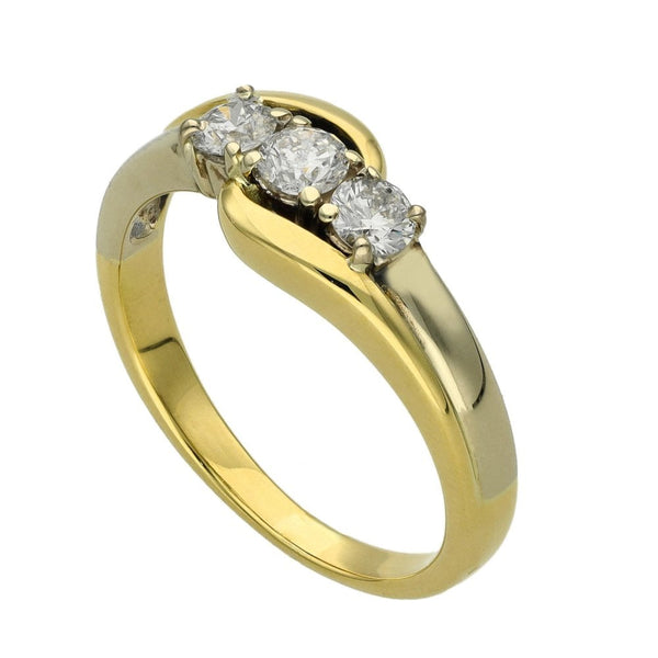 18ct Yellow Gold Trilogy Ring - Size P - 0.50ct