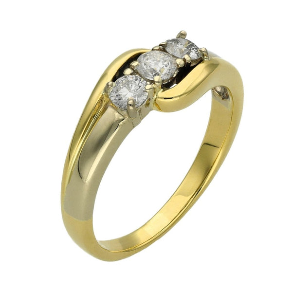 18ct Yellow Gold Trilogy Ring - Size P - 0.50ct