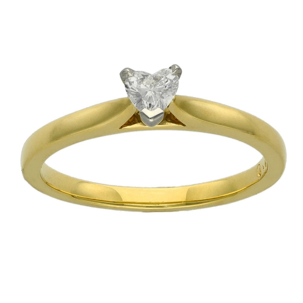 18ct Yellow Gold Heart Cut Diamond Ring - 0.20ct