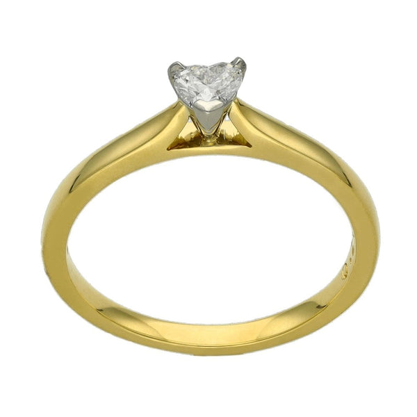 18ct Yellow Gold Heart Cut Diamond Ring - 0.20ct