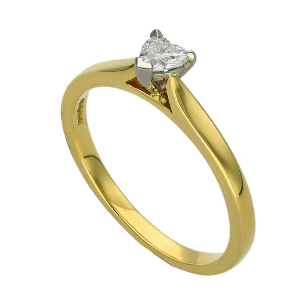 18ct Yellow Gold Heart Cut Diamond Ring - 0.20ct