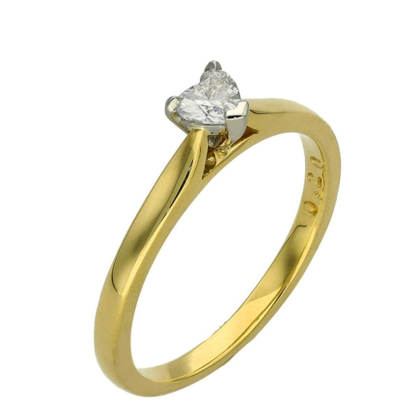 18ct Yellow Gold Heart Cut Diamond Ring - 0.20ct