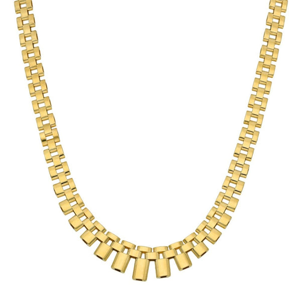 9ct Yellow Gold Brick & Bar Link Necklace - 16" - 20.9g