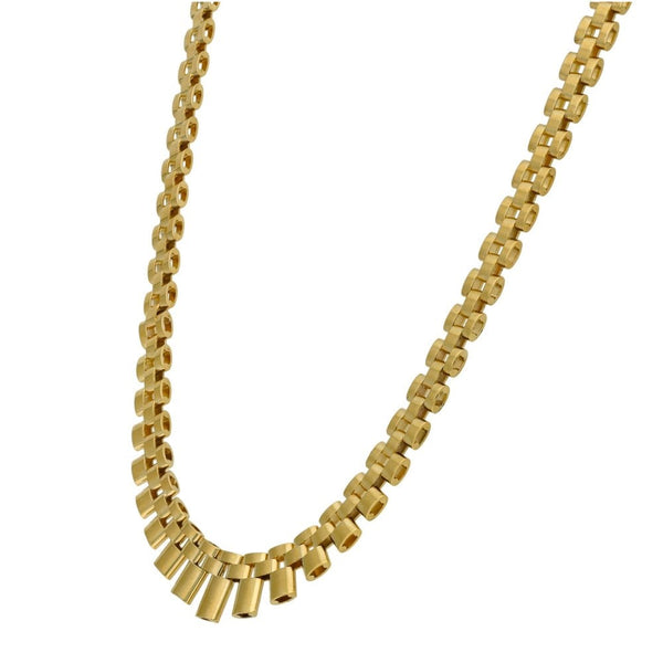 9ct Yellow Gold Brick & Bar Link Necklace - 16" - 20.9g