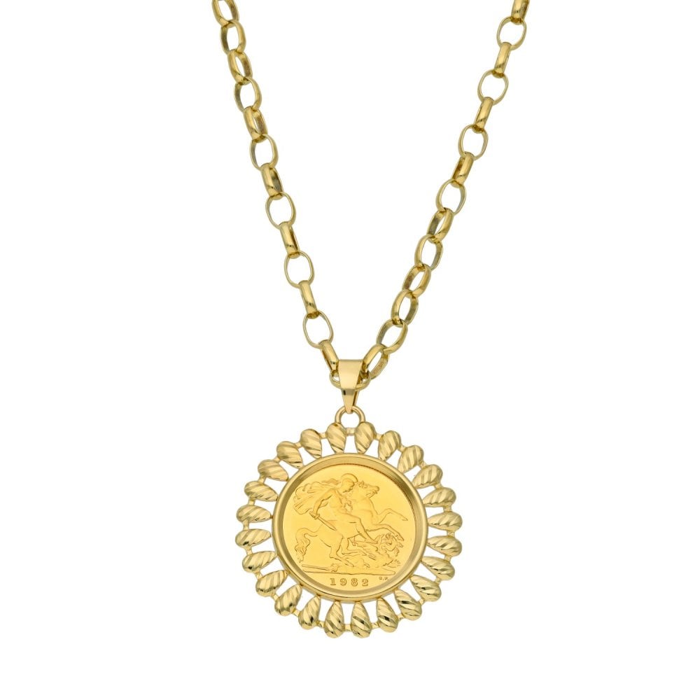 1982 Yellow Gold Half Sovereign Coin Pendant & 22" Chain - 16.0g