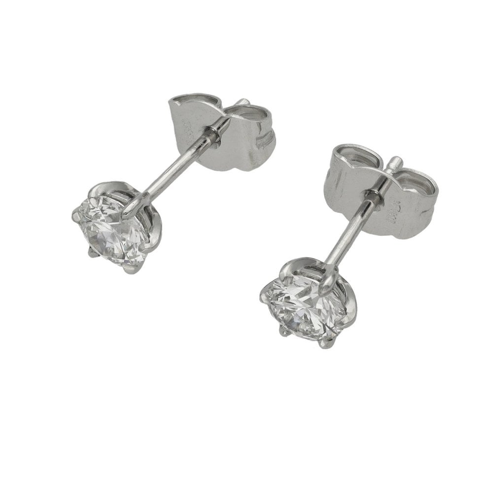 Platinum Diamond Stud Earrings - 0.80ct