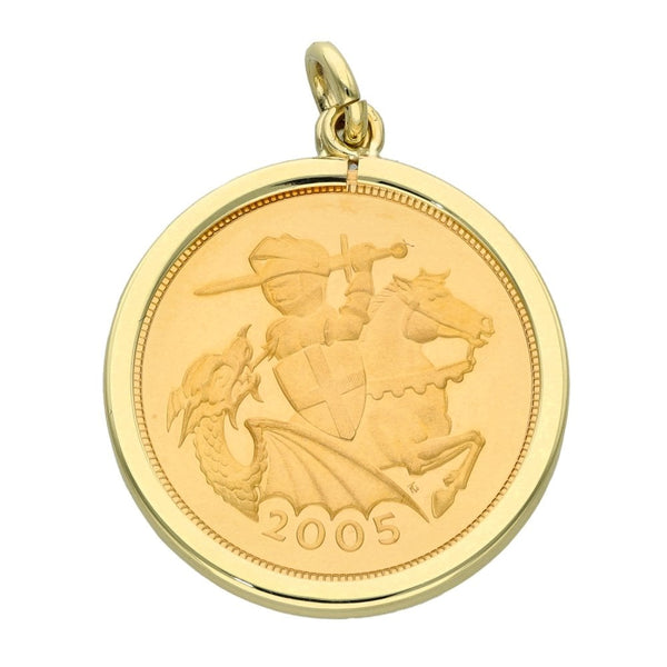 2005 Yellow Gold Half Sovereign Coin Pendant - 4.7g