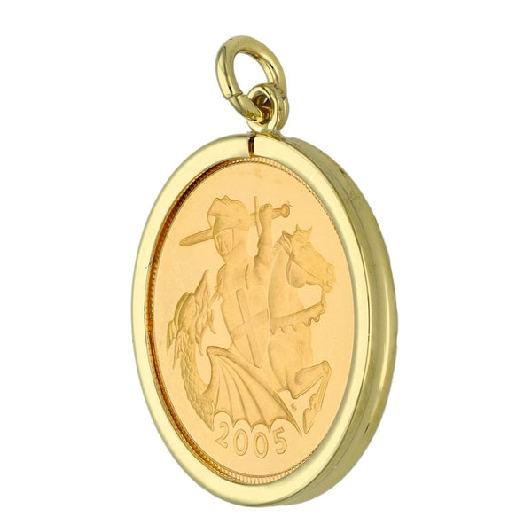 2005 Yellow Gold Half Sovereign Coin Pendant - 4.7g