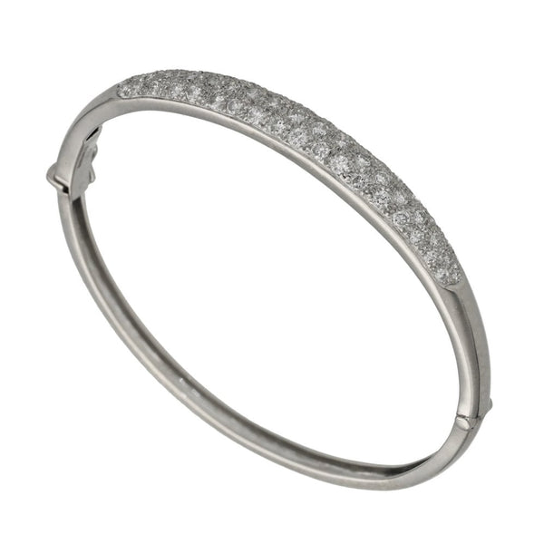 Ladies 18ct White Gold Diamond Set Pave Bangle - 1.70ct